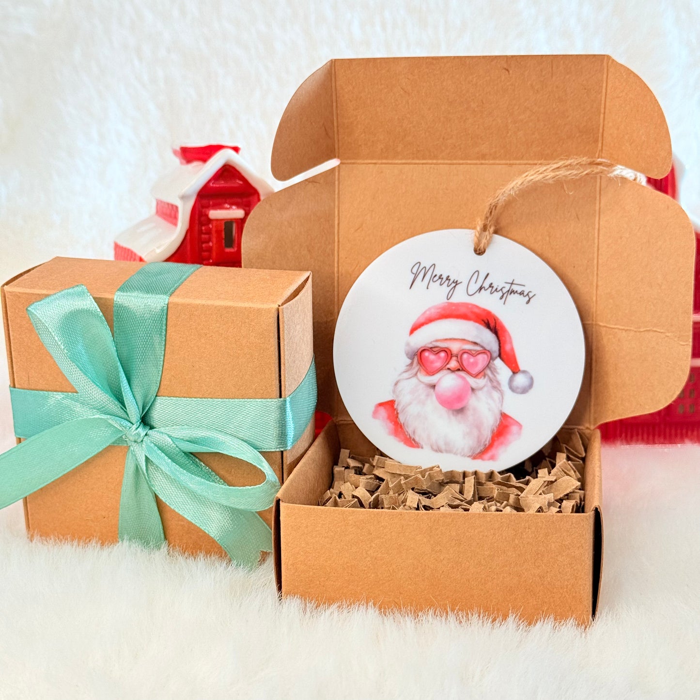 Grappig kerstman acryl ornament