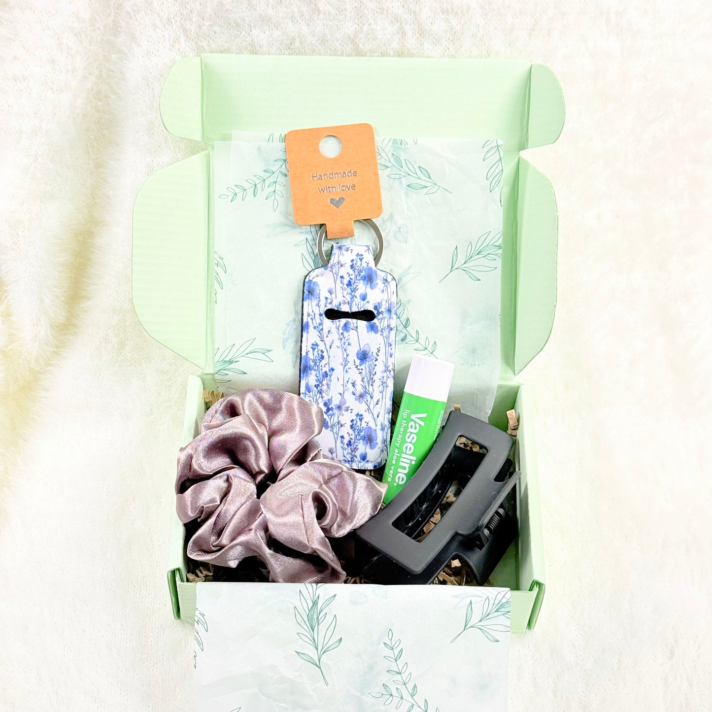 Small Self Care Blue Floral Gift Set with Greeting Card