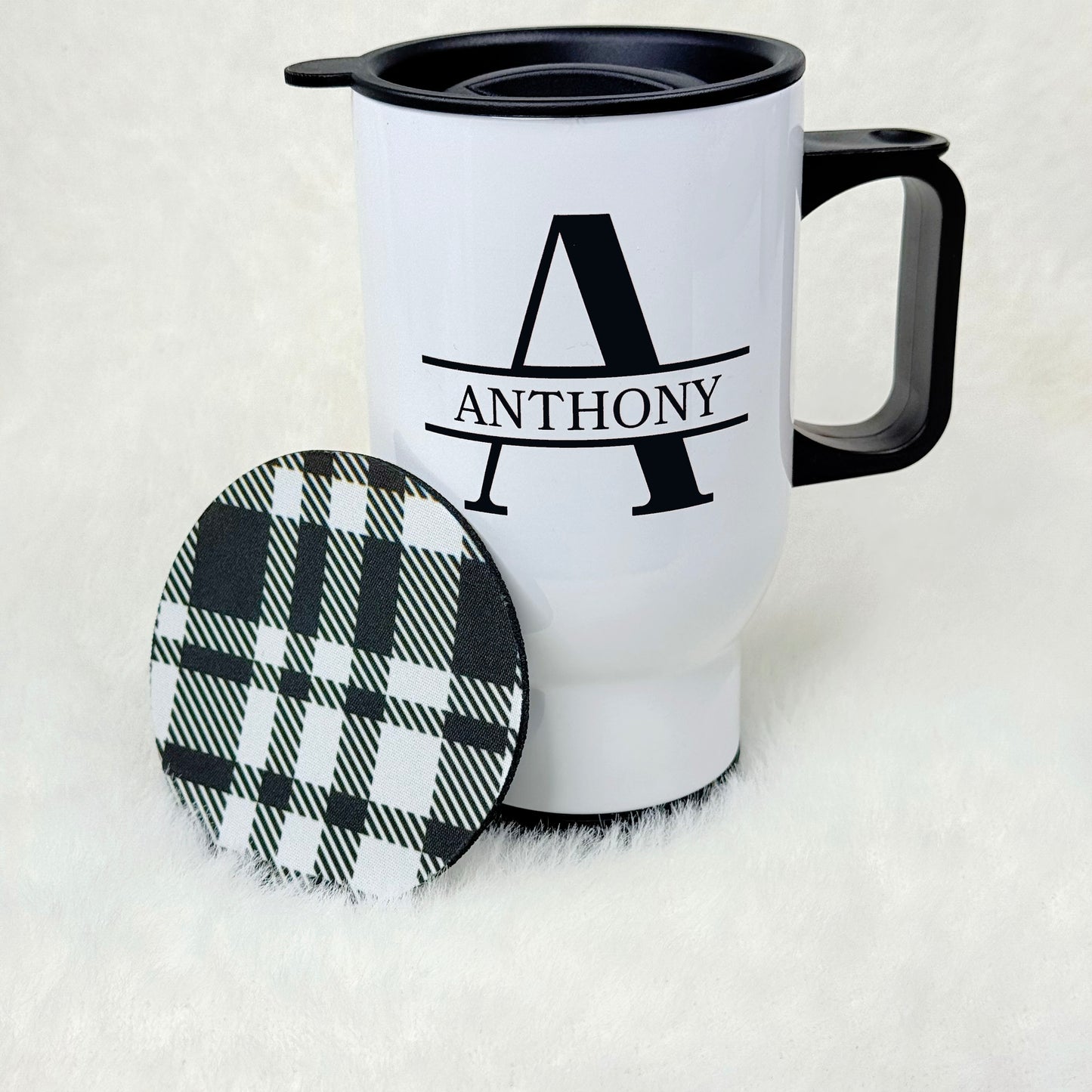 Personalized Initial and Name Travel Mug & Coaster Set