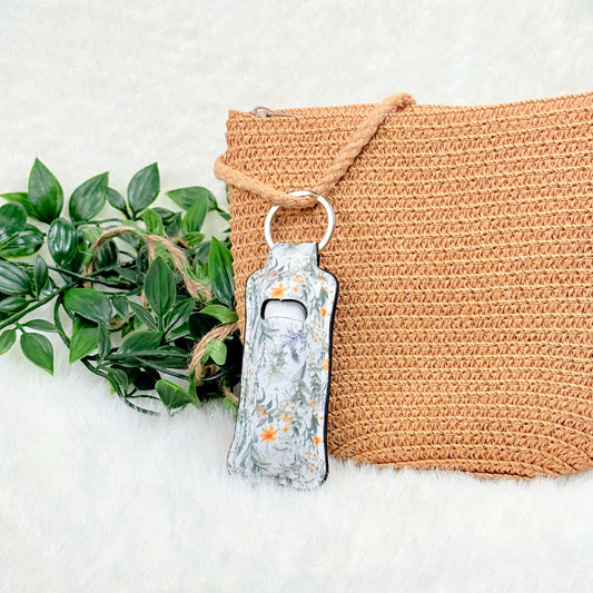 Green Floral Lipbalm Holder Keychain