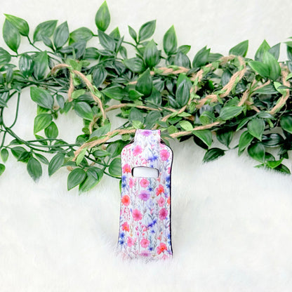 Pink Floral Lipbalm Holder Keychain