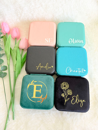 Personalised Turquoise Blue PU Leather Travel Jewellery Box