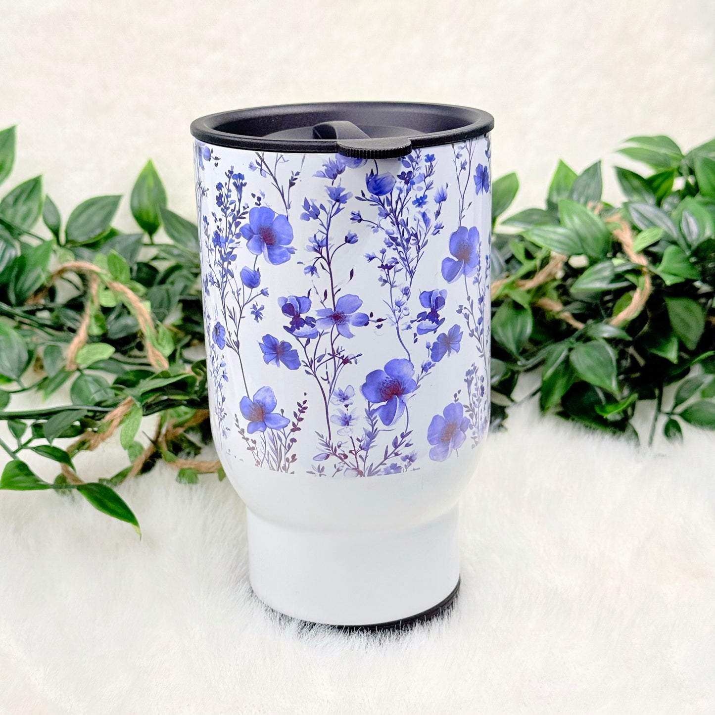 Personalized Purple Floral Travel Mug