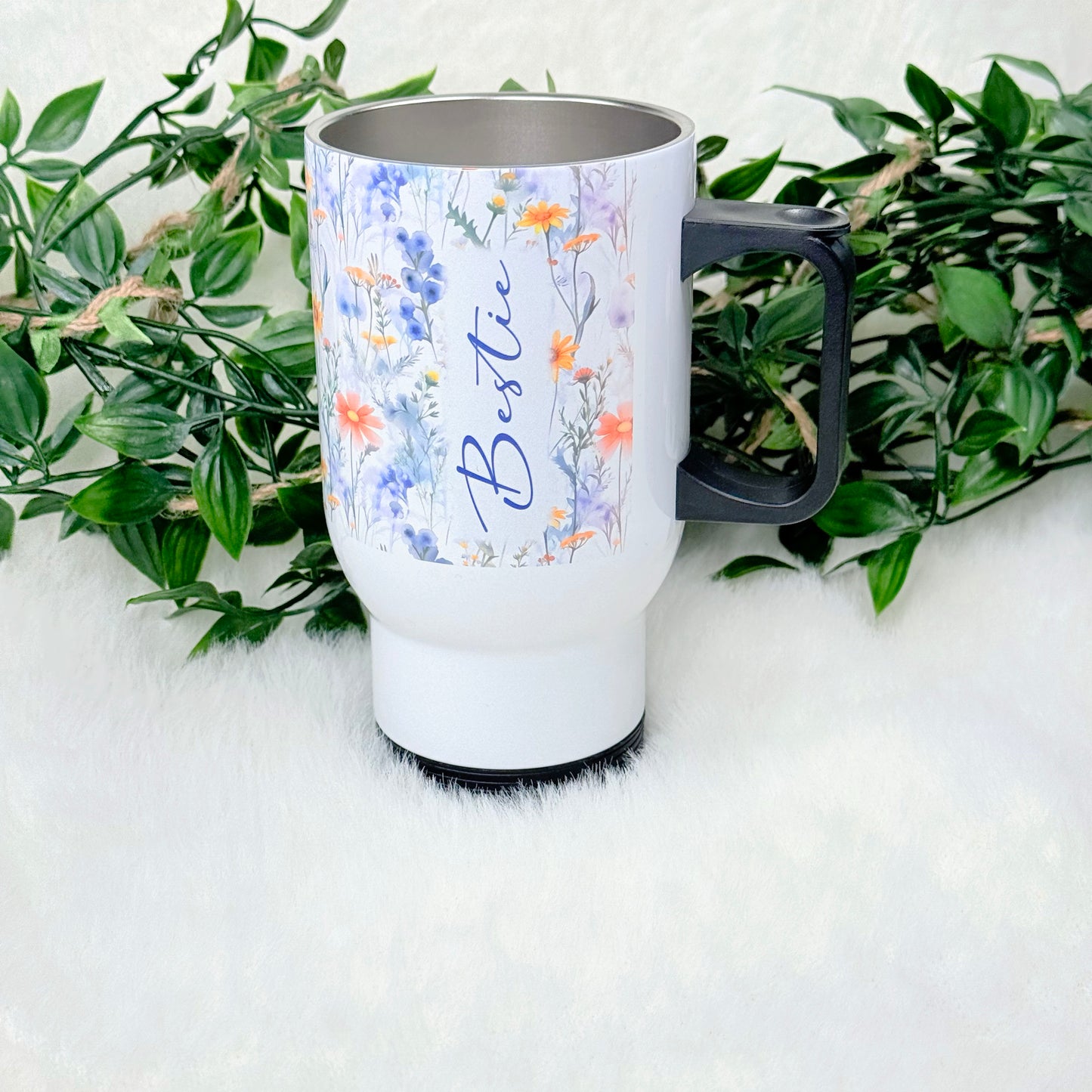 Personalized Floral Travel Mug