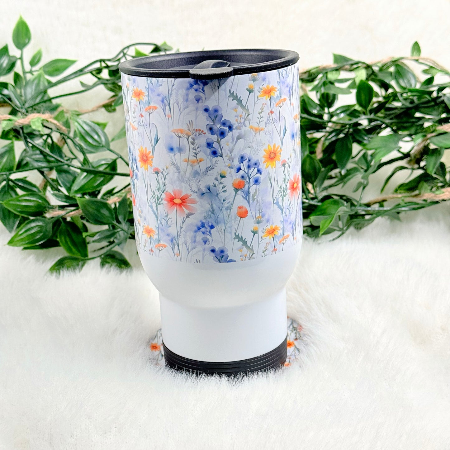 Personalized Floral Travel Mug