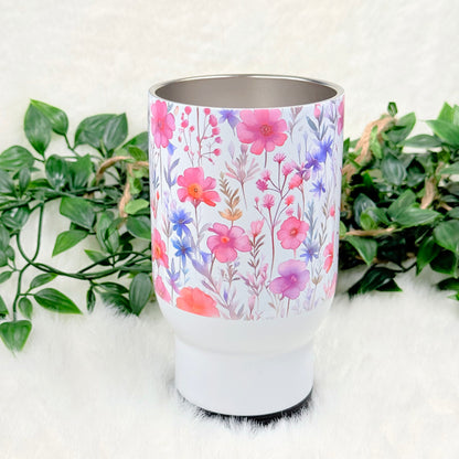 Personalized Pink Floral Travel Mug