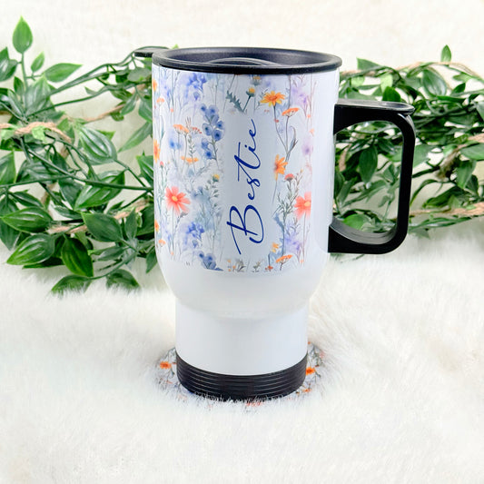 Personalized Floral Travel Mug