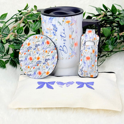 Personalized Matching Floral Gift Set with Small Coquette Pouch