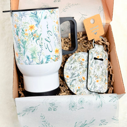 Personalized Matching Green Floral Gift Set with Greeting Card