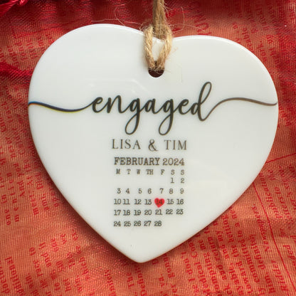 Letterbox Gift | Personalised Heart Ornament with Names & Dates, Chocolate & Custom Card | Brievenbuscadeau