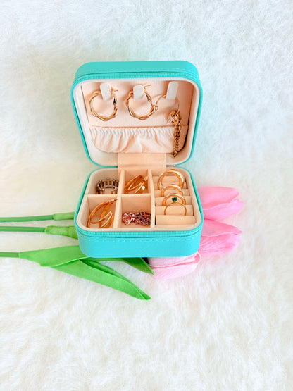 Personalised Mint Green PU Leather Travel Jewellery Box