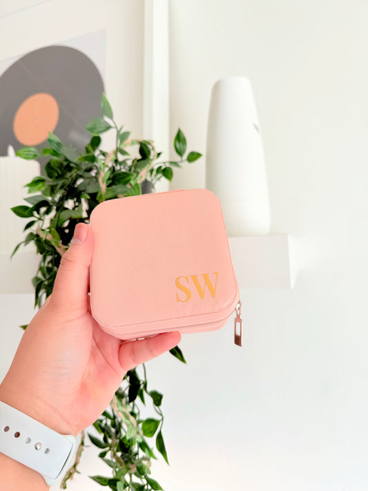 Personalised Travel Jewellery Box - Peach