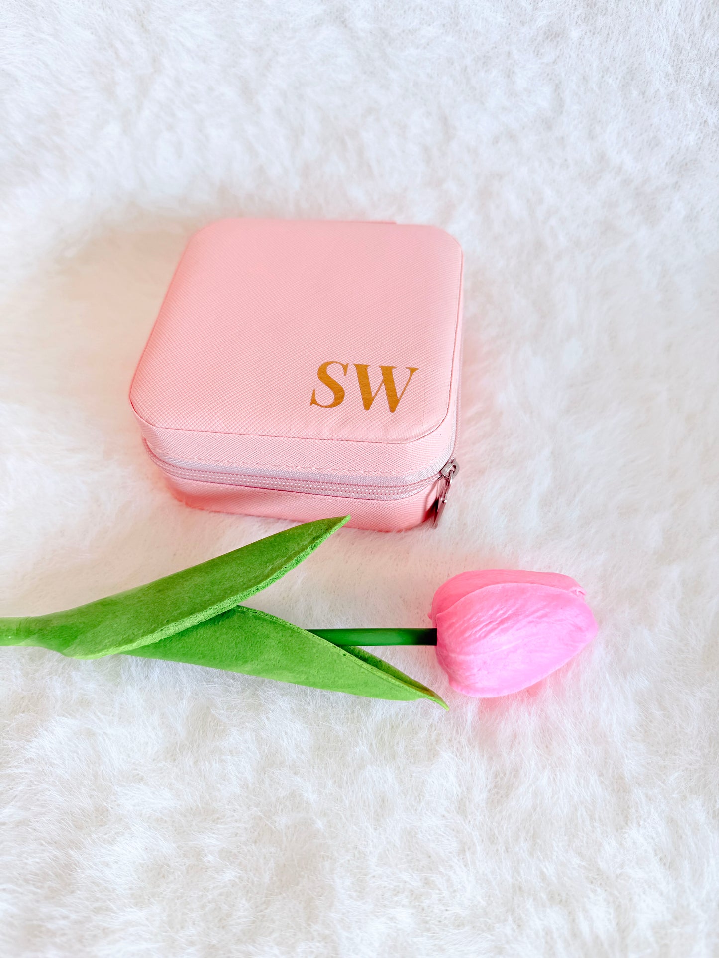 Personalised Travel Jewellery Box - Peach